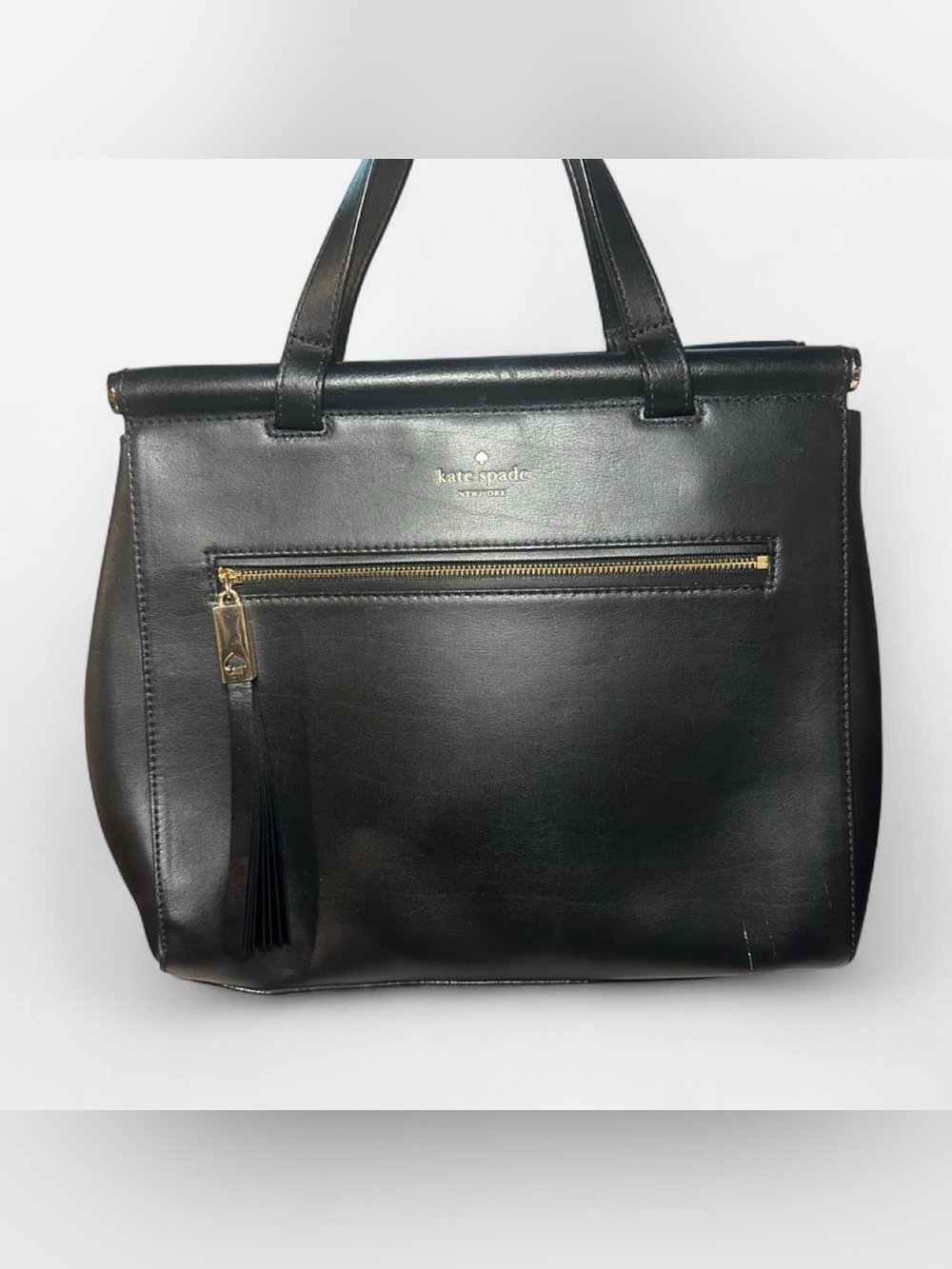 Kate Spade Royal Place Cherise Black Leather Purse with Gold Hardware